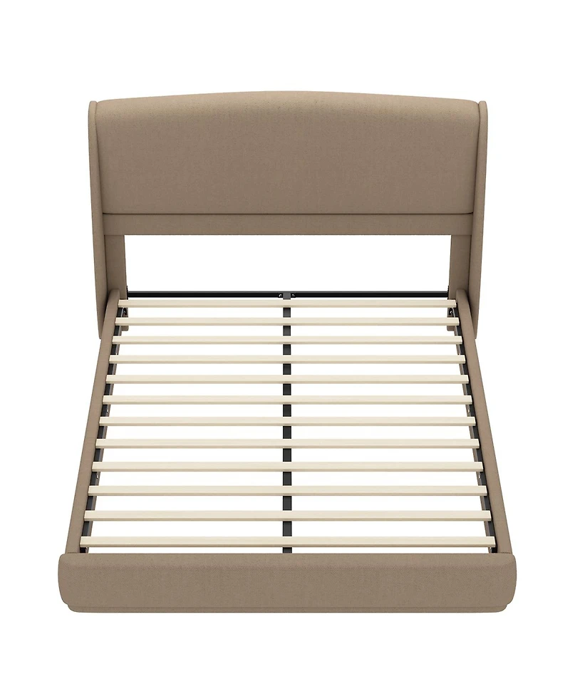 Streamdale Furniture Upholstered Queen Wingback Platform Bed Frame, Linen