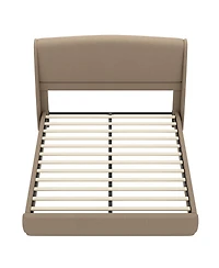 Streamdale Furniture Upholstered Queen Wingback Platform Bed Frame, Linen