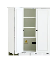 Streamdale Furniture Farmhouse 71''H Large Kitchen Pantry with Power Outlet and 4 Foldable Doors