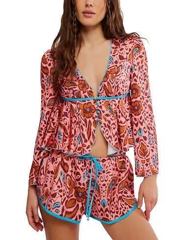 Free People Women's Bed to Brunch V-Neck Top and Shorts, 2-Piece Set