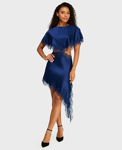Alex & Sophia Women's Short-Sleeve Satin Dress