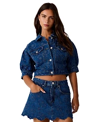 Steve Madden Women's Serafina Puff-Sleeve Denim Jacket