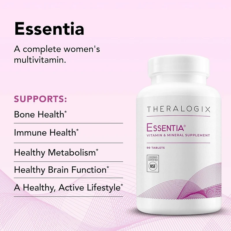 Theralogix Essentia Multivitamin for Women -90-Day Supply - Supports Immune & Bone Health - Includes Vitamin C, Vitamin D, Zinc & More