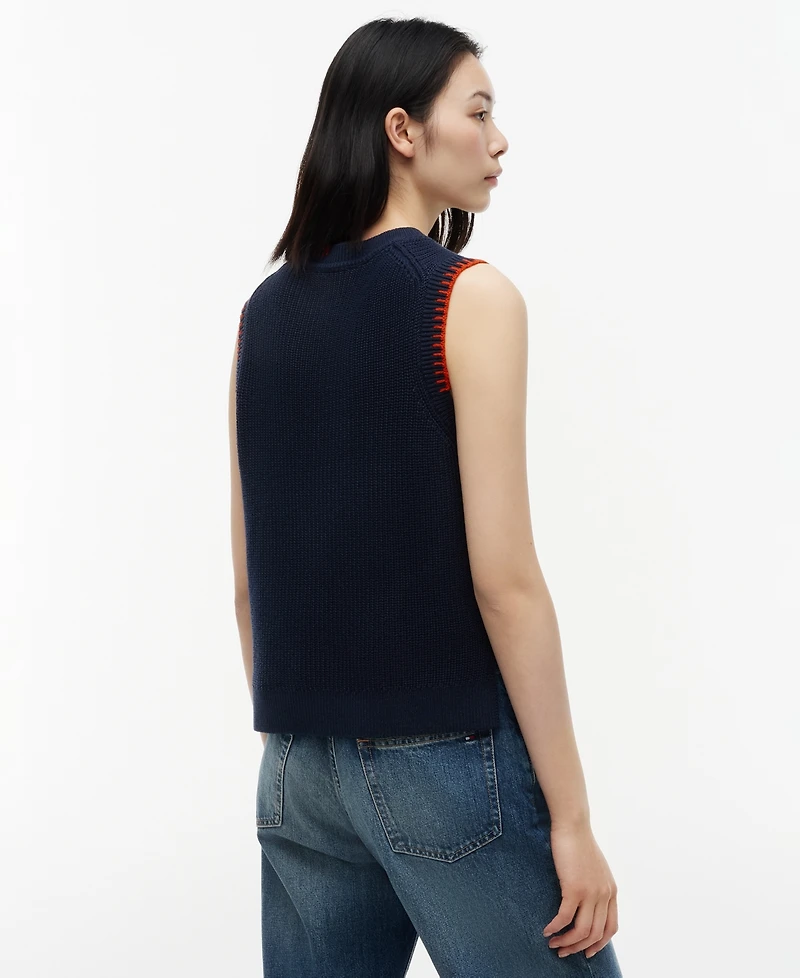 Tommy Hilfiger Women's Crochet Detail Crewneck Sleeveless Vest