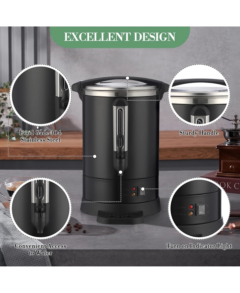gaomon 12L Large Stainless Steel Coffee Urn with Double Wall Insulation for Wedding, Buffet, Catering, Events, Outdoor Bar