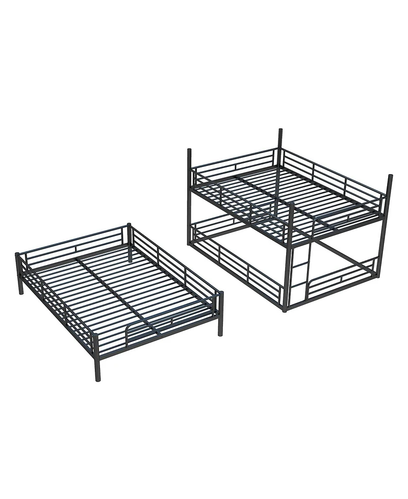 Streamdale Furniture Queen Triple Metal Bunk Bed with Safety Guardrails