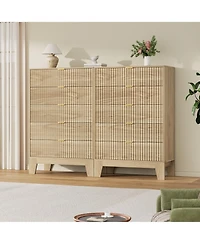 homfan 2 Set of 5 Drawer Dresser with Wave Pattern, Vertical Storage Tower with Gliding Drawers, Versatile Cabinet for Bedroom, Easy Assembly