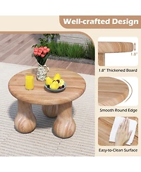 Gymax 24'' Small Solid Mahogany Wood Coffee Table With Thickened Top Column Legs for Porch