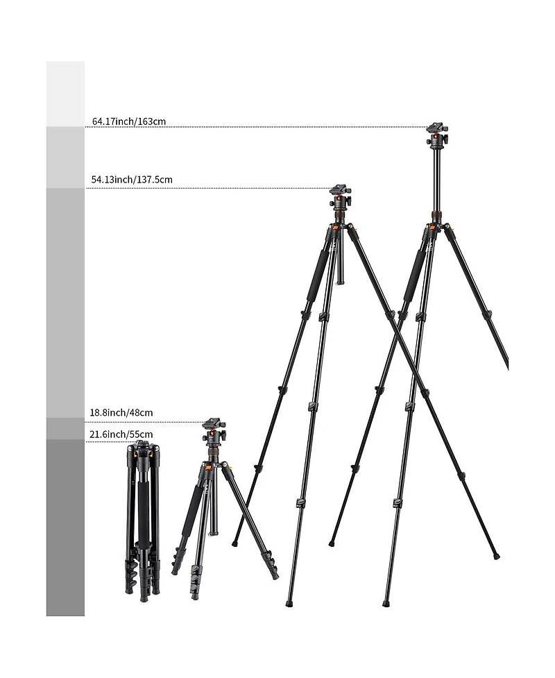 KandF Concept SA234 4-Section Aluminum Dslr Tripod with Ball Head