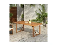 sumyeg 67-Inch Acacia Wood Outdoor Dining Table for Patio and Garden Gatherings