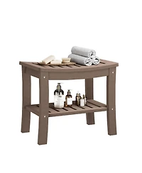 homfan Hdpe Waterproof Shower Bench with Storage Shelf – Non-Slip, Sturdy Bathroom Stool Supports up to 400lbs – Safe, Comfortable Bath Seat