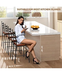 homfan Set of 4 Modern Counter Height Bar Stools with Thick Pu Leather Cushion - Curved Back, Waterproof Metal Dining Chairs