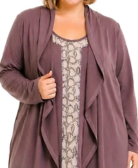 Coin 1804 Plus Draped Flyaway Cardigan Sweater