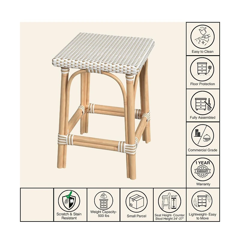 Butler Specialty Riviera Rattan Square 24"H Counter Stool