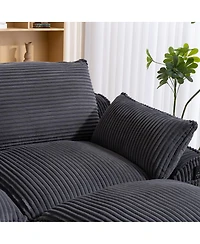 Streamdale Furniture Faux Leather Chesterfield Sofa with Nailhead Trim and 2 Pillows