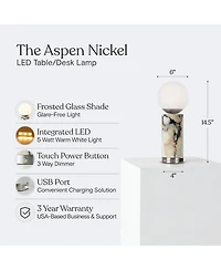 Aspen 14.5" Dimmable Led Marble Table Lamp with Usb Port