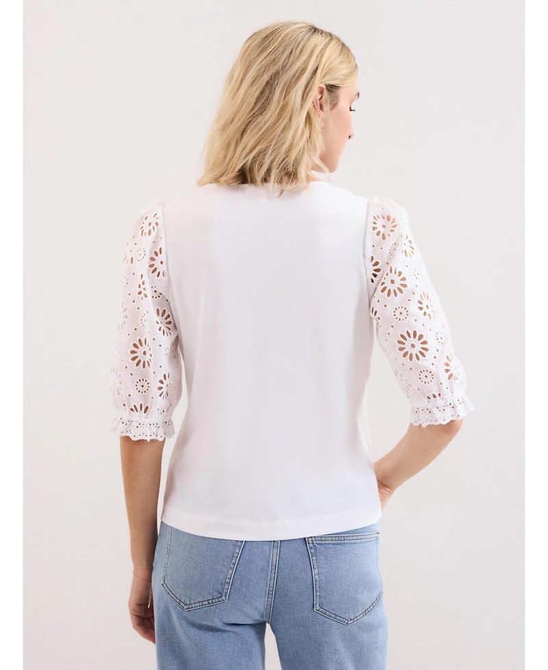 Phase Eight Women's Eleanor Floral Eyelet Detail Top