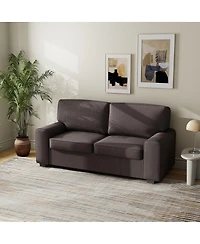 Streamdale Furniture Faux Leather Chesterfield Sofa with Nailhead Trim and 2 Pillows