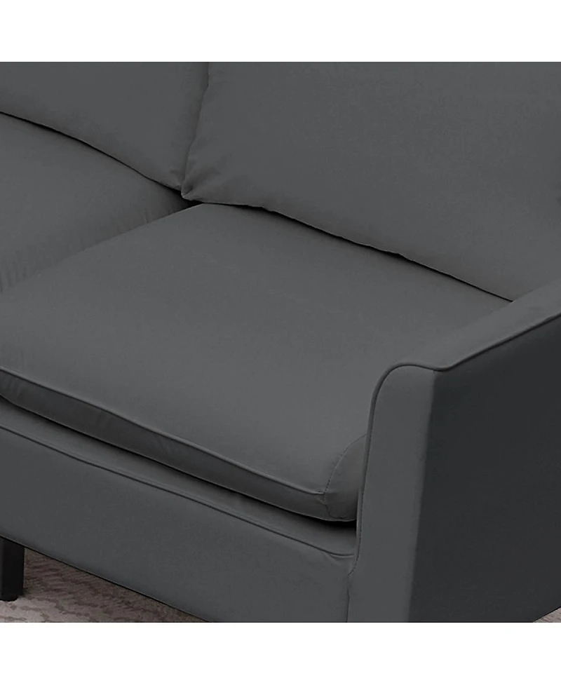 Streamdale Furniture Faux Leather Chesterfield Sofa with Nailhead Trim and 2 Pillows