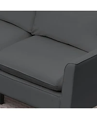 Streamdale Furniture Faux Leather Chesterfield Sofa with Nailhead Trim and 2 Pillows