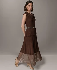 Donna Karan New York Women's Sleeveless Knit Maxi Sweater Dress with Belt