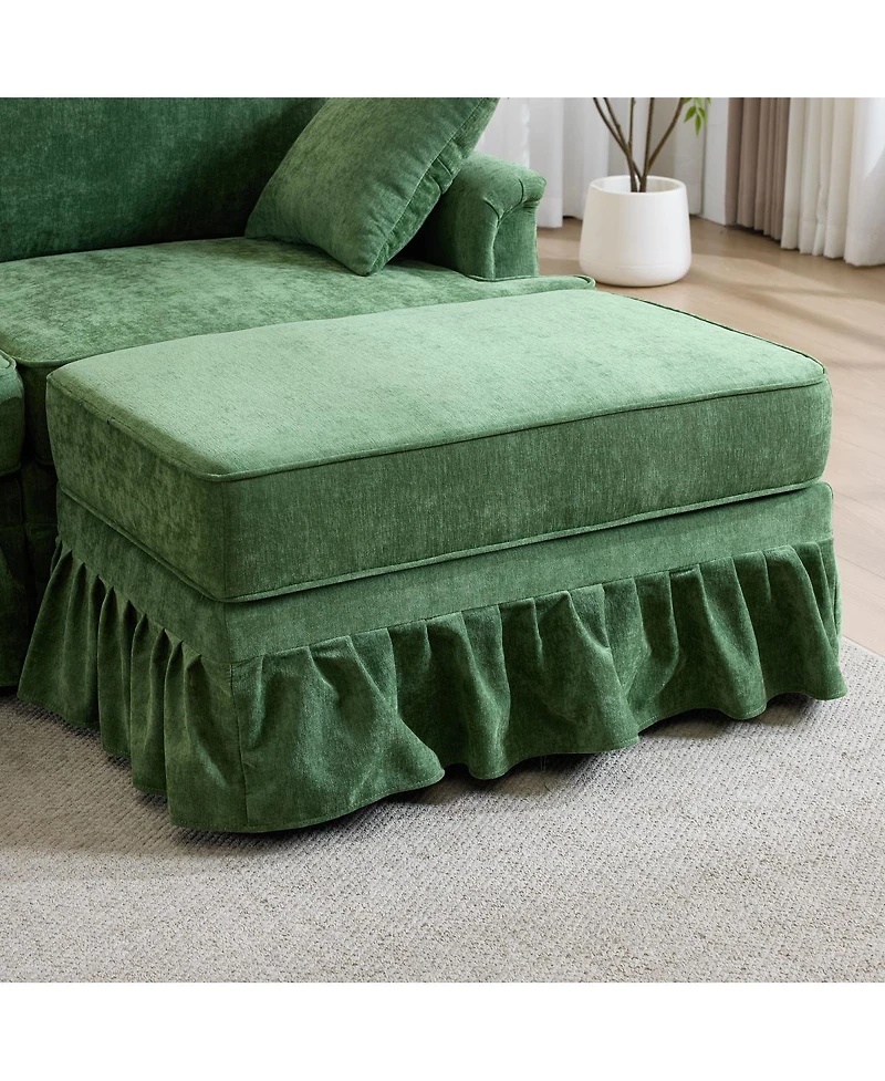 Streamdale Furniture Modern Chenille L-Shaped Sectional Sofa with Ruffled Skirt