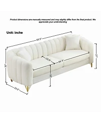 Streamdale Furniture Oversized Chenille 3 plus 2 Seater Sofa Set with Gold Metal Legs