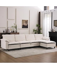 Streamdale Furniture Two-Tone L-Shaped Modular Cloud Sectional Sofa with Ottoman