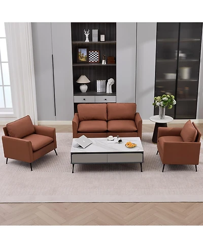 Streamdale Furniture Nordic Retro Leather Cat Paw Loveseat and Single Chair Set