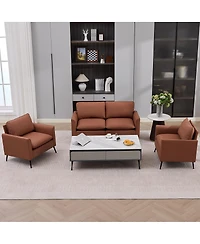 Streamdale Furniture Nordic Retro Leather Cat Paw Loveseat and Single Chair Set