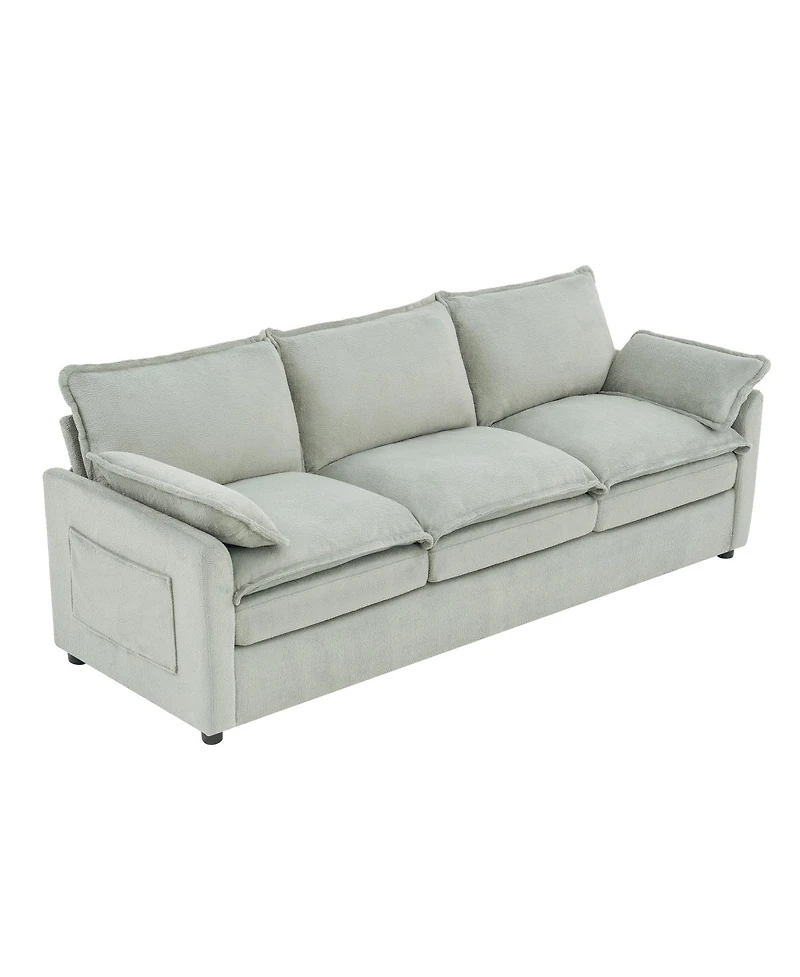 Streamdale Furniture Modern 3-Seater Plush Upholstered Sofa with Side Storage Pockets