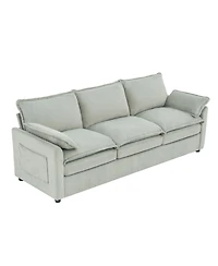 Streamdale Furniture Modern 3-Seater Plush Upholstered Sofa with Side Storage Pockets