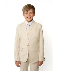 Peanut Butter Collection Little Boys Linen 5-Piece Shirt, Tie, Jacket, Vest and Pants Suit Set