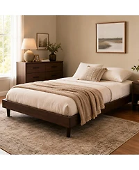 homfan All Size Platform Bed Frame with Wooden Slats, No Box Spring Needed, Sturdy Wood Frame