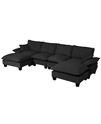 Streamdale Furniture Modular U-Shape 6-Seater Chenille Sectional Sofa with Movable Ottomans