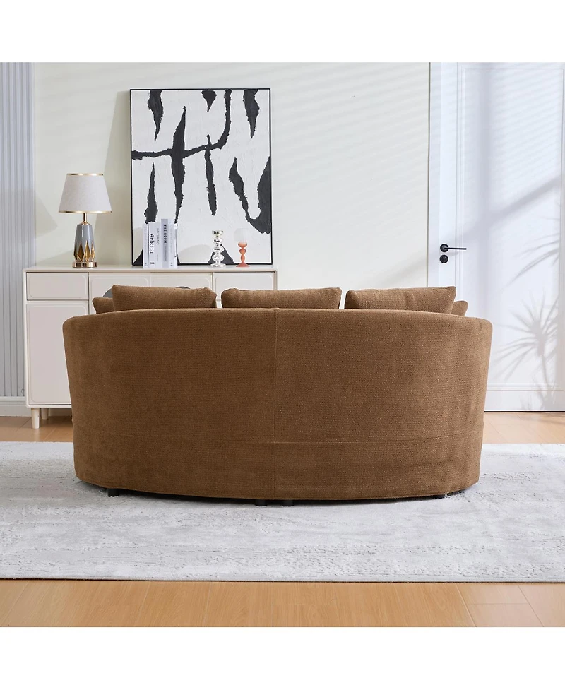Streamdale Furniture Wide Modern Curved Plush Chenille Sofa with 4 Removable Cushions