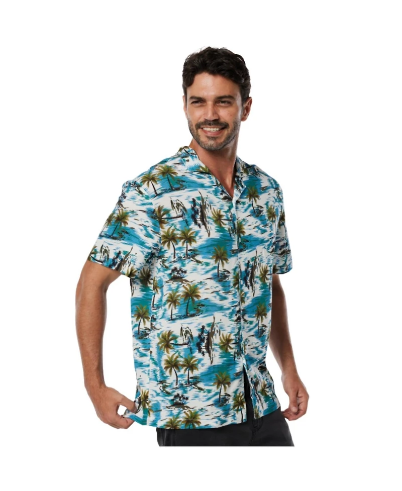 Mio Marino Mens Casual Button-Down Hawaiian Short Sleeve Shirt