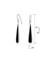 Bling Jewelry Simple Inlay Long Flat Teardrop Stone Dangle Drop Earrings .925 Sterling Silver