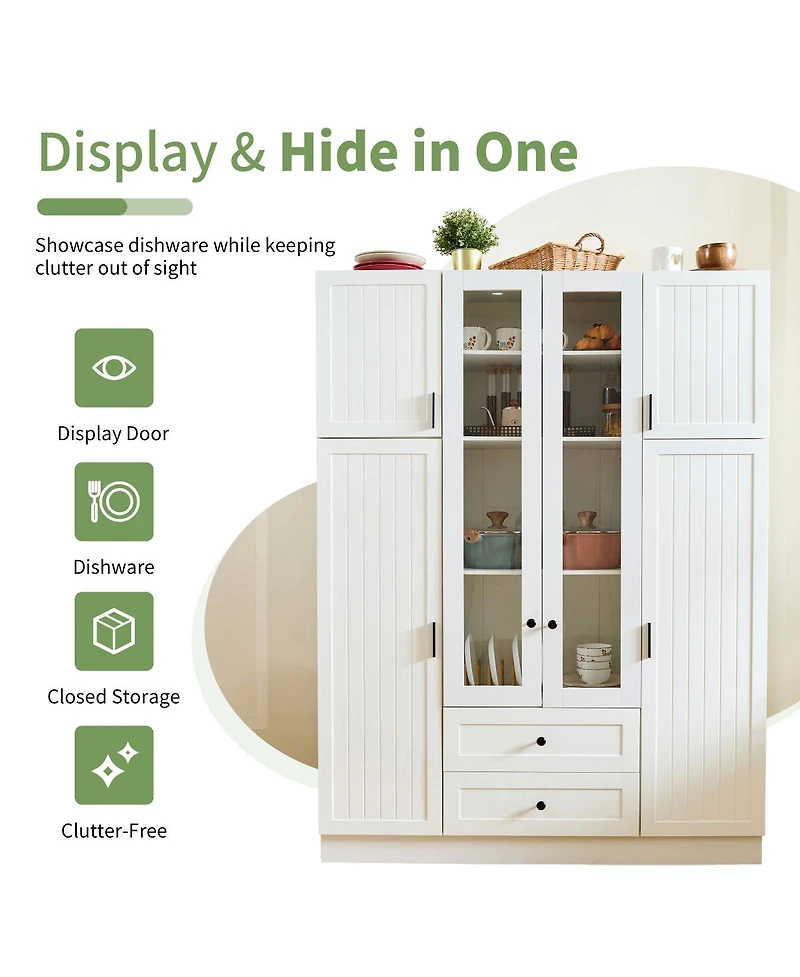 Streamdale Furniture Modern 6-Door Kitchen Pantry Cabinet with Drawers and Wine Rack