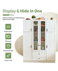 Streamdale Furniture Modern 6-Door Kitchen Pantry Cabinet with Drawers and Wine Rack