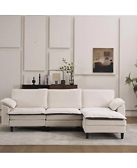 Streamdale Furniture Two-Tone L-Shaped Modular Sectional Sofa with Ottoman