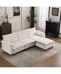 Streamdale Furniture Two-Tone L-Shaped Modular Sectional Sofa with Ottoman
