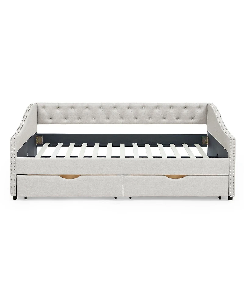 Streamdale Furniture Tufted Upholstered Full Daybed with Drawers