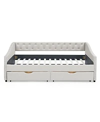 Streamdale Furniture Tufted Upholstered Full Daybed with Drawers