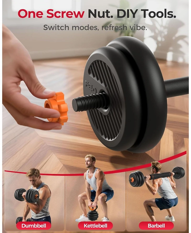 Fed Fitness Adjustable Dumbbells, 20LB (10 Lb Pair) Weight Set with Connector, (Barbell, Kettlebells, Push up Stand, Weight Plate)