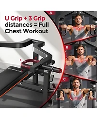 Fed Fitness 3-Grip U-Handle Chest Press Machine, 1250LBS Independent Converging Arms, 14-Position Adjustable Bench for Upper Body Workout