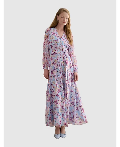 Hobbs London Women's Thea V-Neck Long Sleeve Maxi Dress