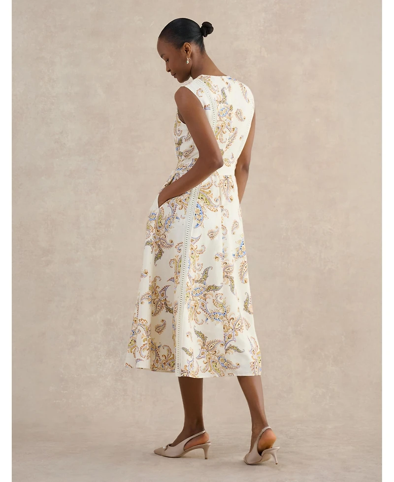 Hobbs London Women's Uma Linen Blend Midi Dress