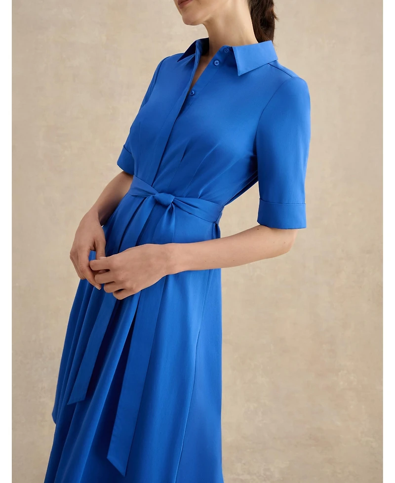 Hobbs London Women's Brigitta Pleated Tie-Belt Shirt Dress