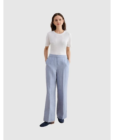 Hobbs London Women's Estella Mid-Rise Wide-Leg Linen Trousers